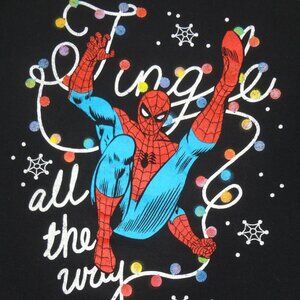 MARVEL SPIDERMAN HOLIDAY LIGHTS JINGLE ALL THE WAY BLACK LARGE T-SHIRT L373